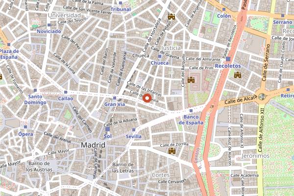Map showing Bar Cock in Madrid