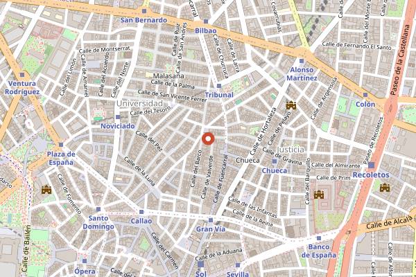 Map showing Bodega de la Ardosa in Madrid
