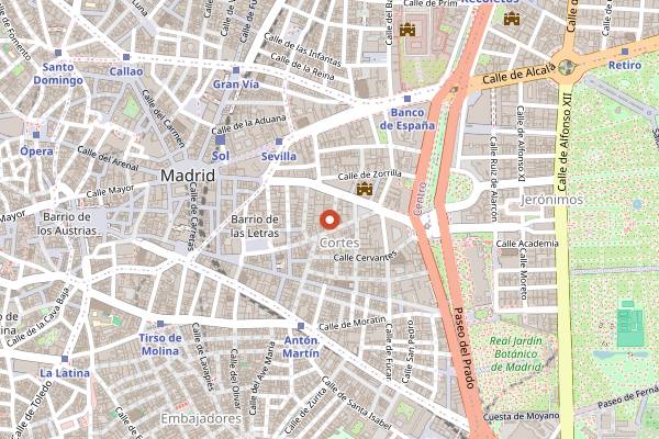 Map showing Café Central Ateneo in Madrid