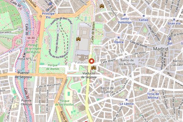 Map showing El Anciano Rey de los Vinos in Madrid