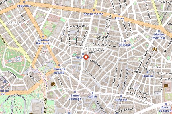 Map showing El Pez Gato in Madrid