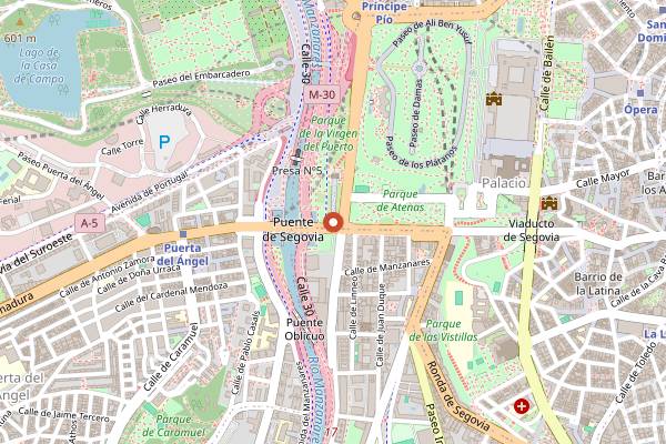 Map showing La Riviera in Madrid