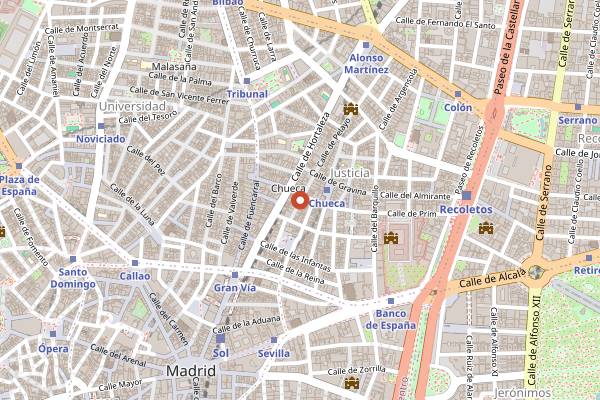 Map showing LL Show Bar in Madrid
