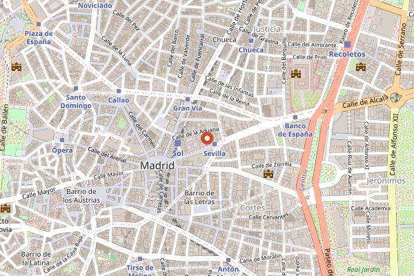 Map showing Paco Roncero Restaurante in Madrid