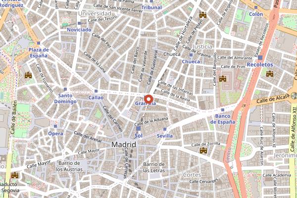 Map showing Picalagartos Sky Bar in Madrid