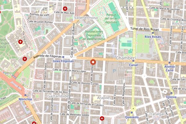 Map showing Sala Galileo Galilei in Madrid