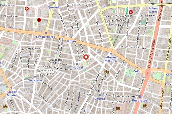 Map showing Teatro Barceló in Madrid
