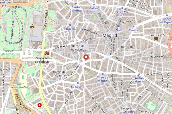 Map showing The Hat Madrid Rooftop in Madrid