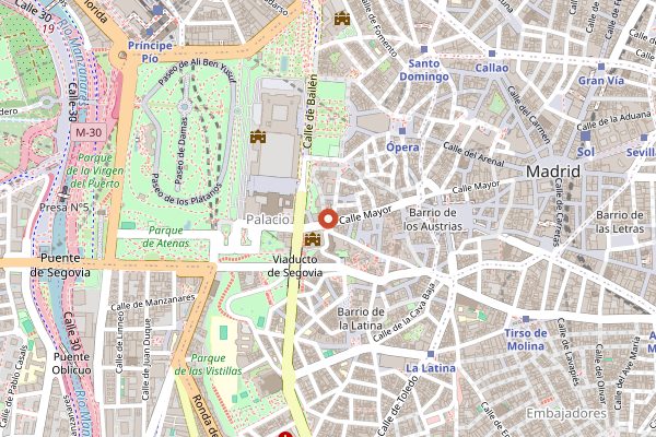 Map showing Casa Ciriaco in Madrid