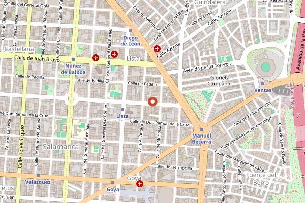 Map showing El Pescador in Madrid