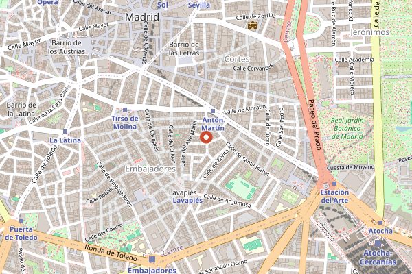 Map showing El Sur in Madrid