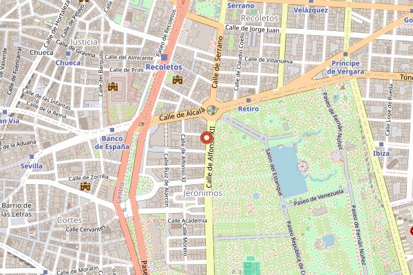 Map showing Horcher in Madrid