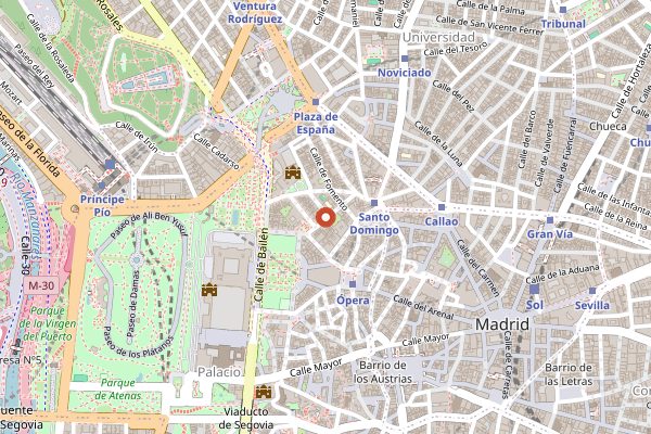 Map showing Taberna La Bola in Madrid