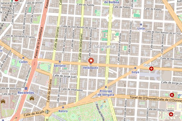 Map showing La Pescadora in Madrid