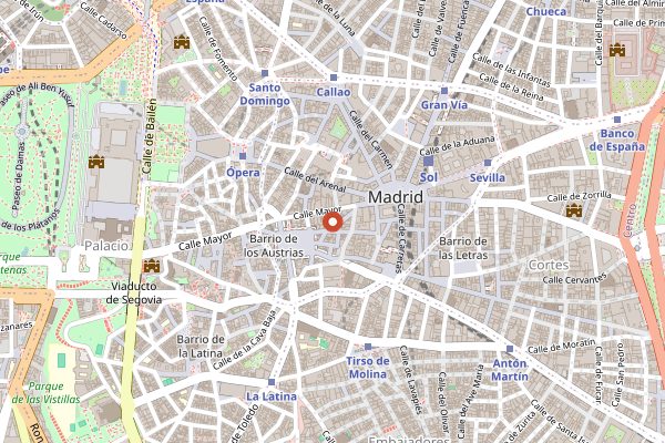 Map showing Casa Puerto Rico in Madrid