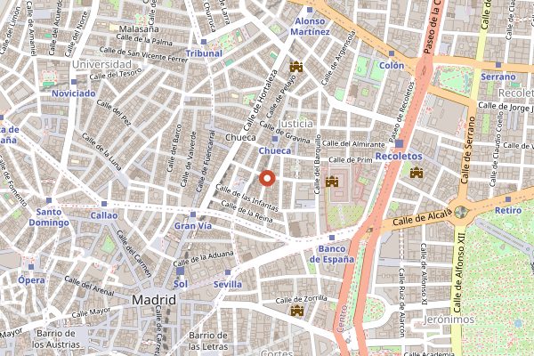 Map showing Casa Salvador in Madrid