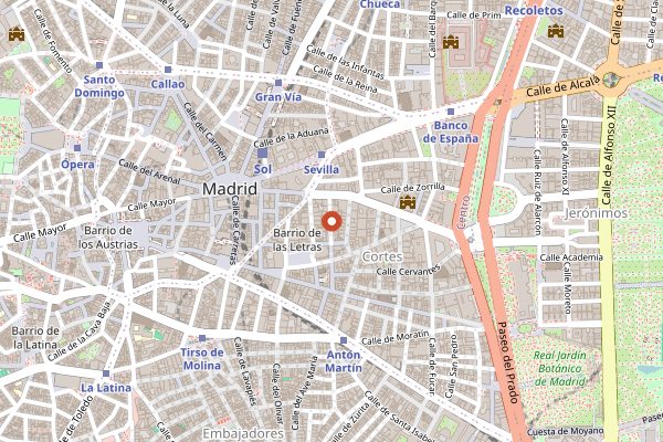 Map showing La Venencia in Madrid