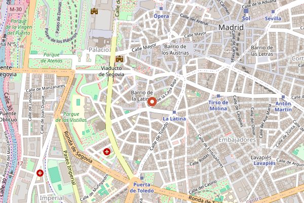 Map showing Taberna Tempranillo in Madrid