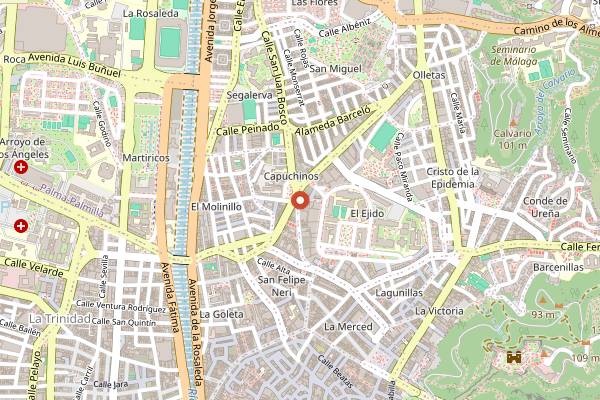 Map showing Confitería Aparicio in Málaga