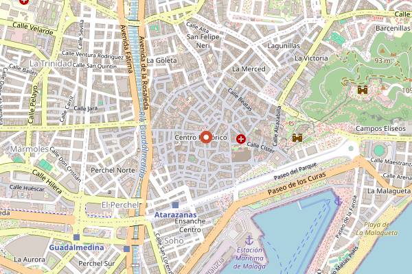 Map showing La Canasta in Málaga