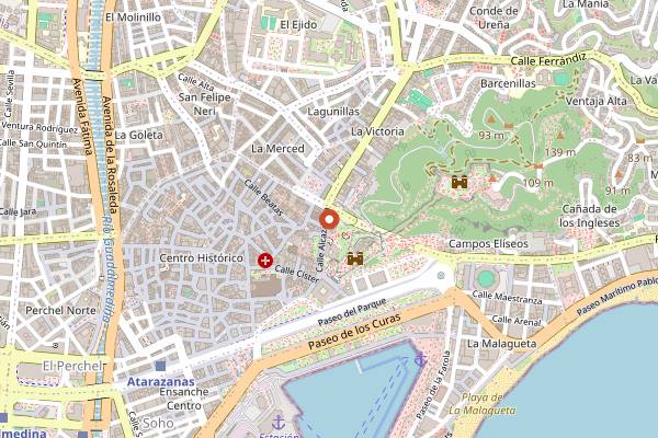 Map showing La Terraza de la Alcazaba in Málaga