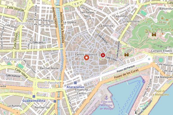 Map showing La Terraza de Larios in Málaga