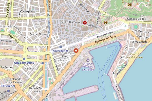 Map showing La Terraza de Valeria in Málaga