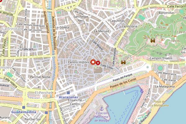 Map showing Puerta Oscura in Málaga