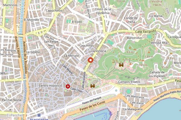 Map showing La Botica de la Cerveza in Málaga