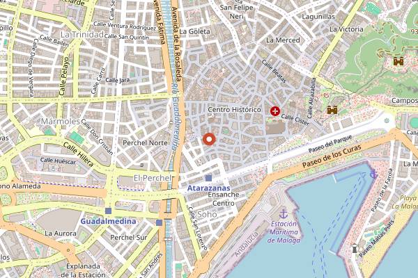 Map showing Bertani Café in Málaga