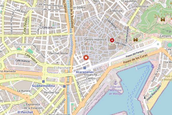 Map showing Casa Aranda in Málaga