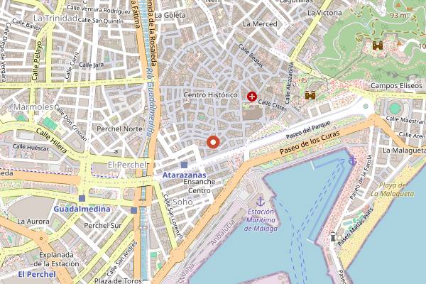 Map showing La Taberna del Pintxo in Málaga