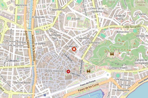 Map showing La Vegana Tapería in Málaga