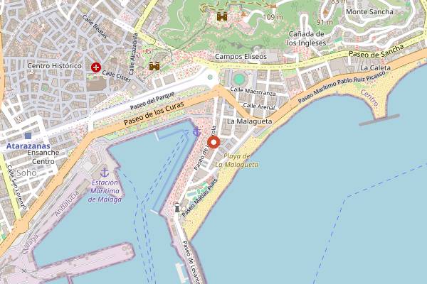 Map showing Anyway Wine Bar in Málaga