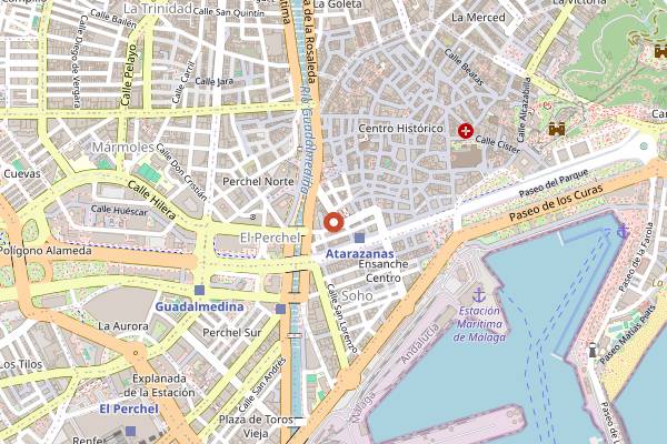 Map showing Mercado Central de Atarazanas in Málaga