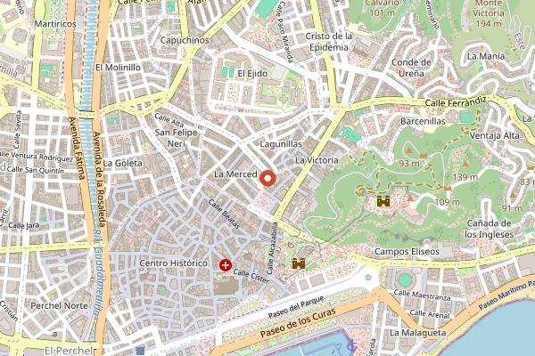 Map showing Mercado de la Merced in Málaga