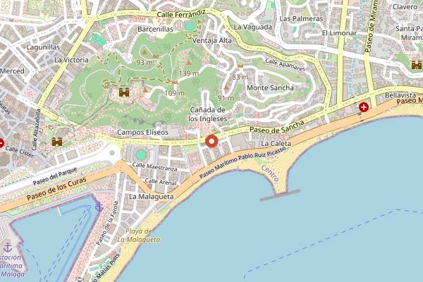 Map showing Aire Gastrobar in Málaga