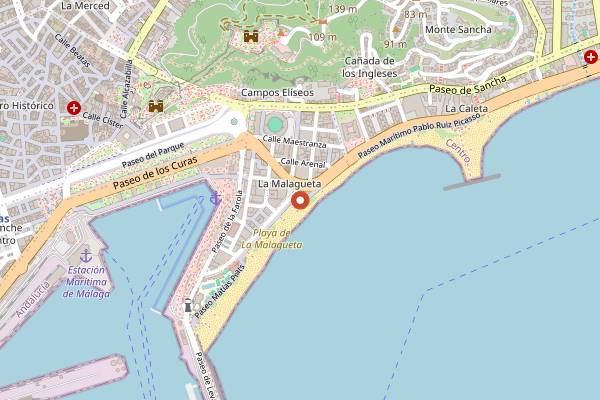 Map showing El Merendero de Antonio Martín in Málaga