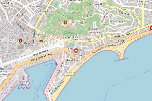Map showing El Refectorium Malagueta in Málaga