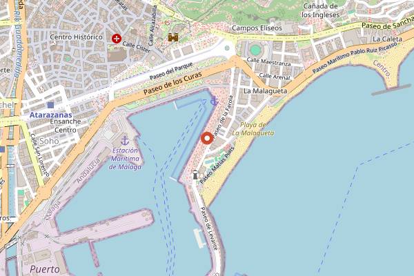 Map showing Marisquería Godoy in Málaga