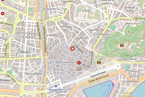Map showing Tejeringo's Coffee in Málaga