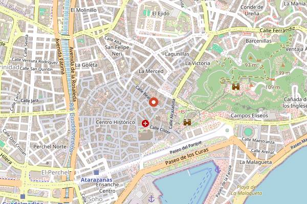 Map showing Los Patios de Beatas in Málaga