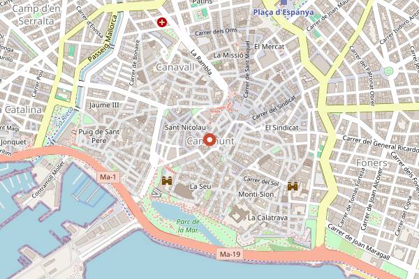 Map showing Bar Espanya in Palma