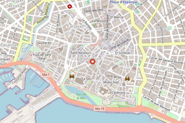 Map showing Secret Food Tours in Palma