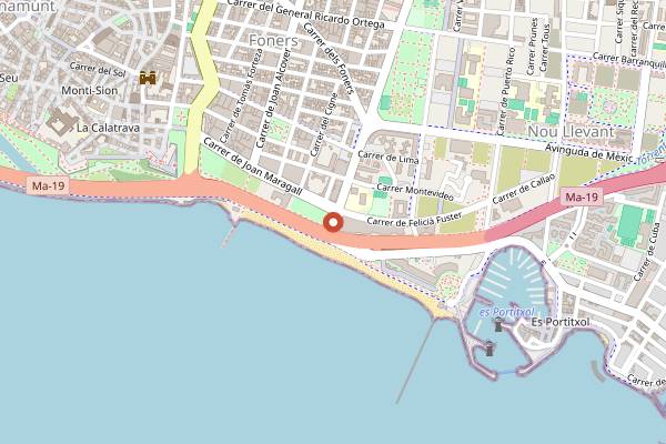 Map showing Mercat de Llevant in Palma