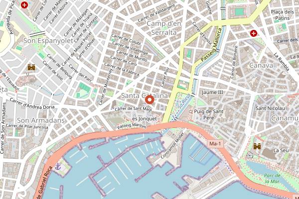 Map showing Mercat de Santa Catalina in Palma