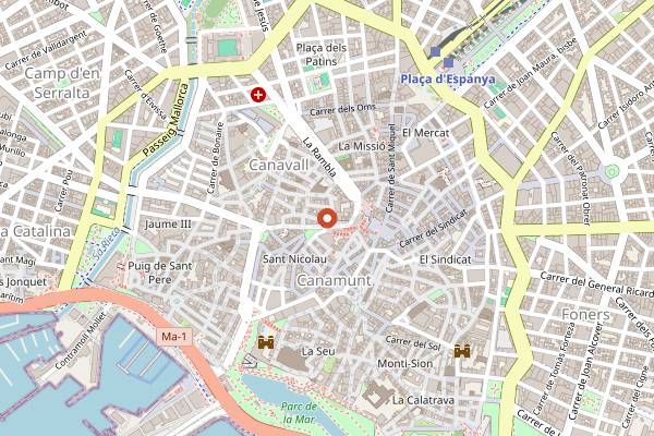 Map showing La Rosa Vermutería & Colmado in Palma