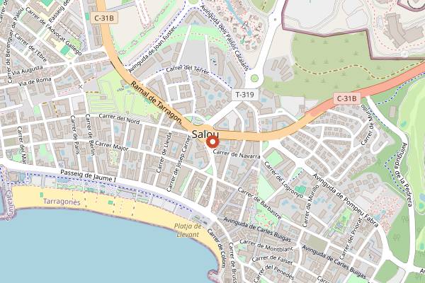 Map showing The Blue Dog in Salou