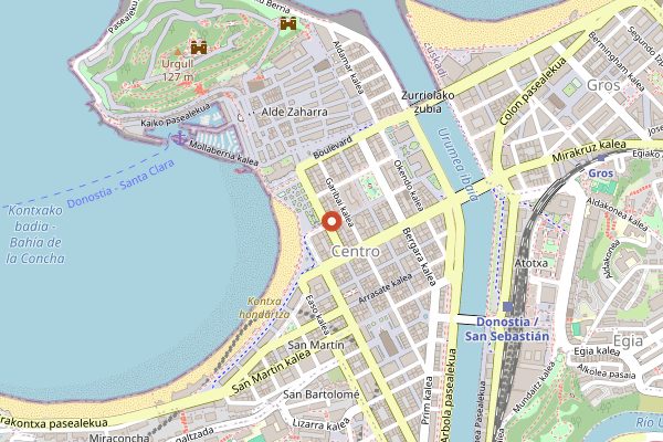 Map showing Pasteleria Otaegui (Andia) in San Sebastián