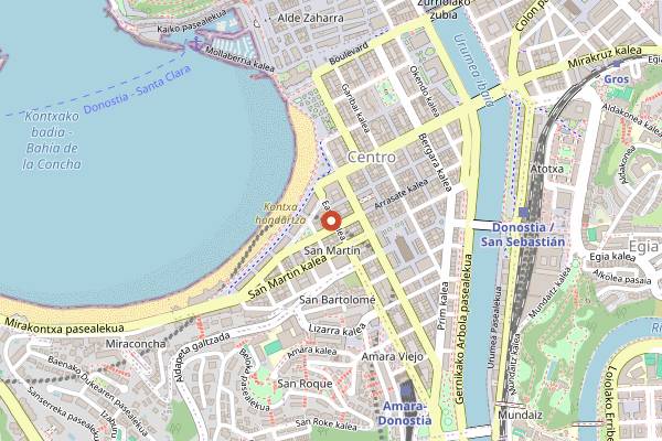 Map showing Errotaundi Okindegia in San Sebastián